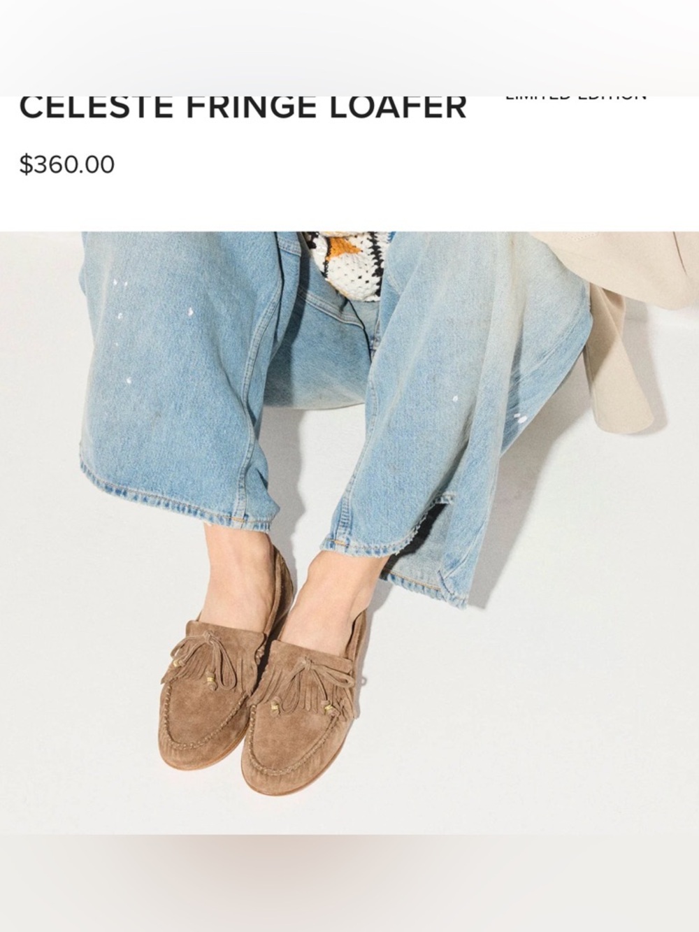 Freda Salvador Celeste Suede Fringe Loafer Sesame 7 - Picture 2 of 3